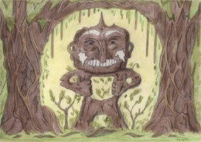 Wooden figure in the wood - background pictures