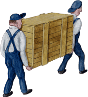 Kistenträger Clipart gratis, zwei Männer tragen eine Kiste