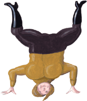 Frau macht Kopfstand, Clipart Gif Bild gratis