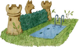 Schachfigurenderby, Springer am Hindernis, Wassergraben, gratis Clipart, freigestelltes Gif Bild, Freisteller
