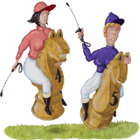 Schachfigurenderby, Springerturnier, Springer am Hindernis,  gratis Clipart, freigestelltes Gif Bild, Freisteller
