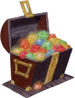 Clipart Schatztruhe 3 mit Diamanten, Gif Bild gratis