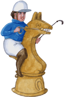 Springer mit Reiterin, Schachfiguren-Derby, gratis Clipart, freigestelltes Gif Bild, Freisteller