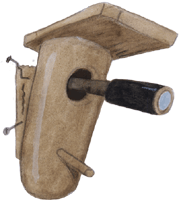 Starrkasten, Nistkasten mit Fernrohr, Big-Brother, gratis Clipart, freigestelltes Gif Bild, Freisteller
