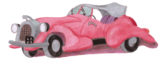 Oldtimer 9 - Fahrzeug mit roter Karosserie und Planenverdeck - Clipart im GIF-Format