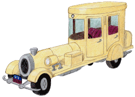 Zylinderwagen 10 - Fahrzeug mit zylindrischer Kabiene und hellgelber Karosserie - farbige Grafik