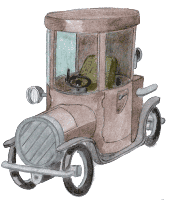 Zylinderwagen 7 - Motorwagen mit zylinderförmiger Kabine und brauner Farbgebung - freie Grafik