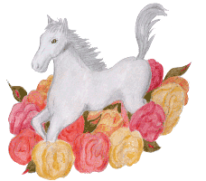 Rosen und Pferd - farbiges Clipart im GIF Format