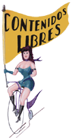 Hochradfahrerin mit Fahne, Gratis Gif Clipart