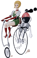 Dampffahrradfahrerin 6, Gratis Gif Clipart
