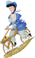 Draisine mit Dame, Laufmaschine, Gif Grafik