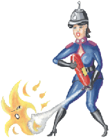 Feuerwehrfrau mit Feuerlöscher  Grafik