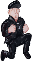 Laufender Mann im Lederanzug, Gif Blid, Clipart kostenlos