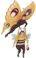 Schmetterlingsmann mit Hummel Clipart Grafik