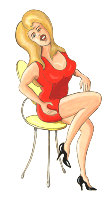 Blondie, blonde Frau im roten Kleid, gratis Gif Clipart