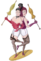 zwei Damen mit Schirm Rücken an Rücken - kostenloses Clipart