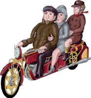 Böhmerland Motorrad mit Familie, gratis Clipart