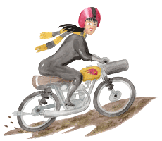 Motorradbiene 5 - Frau f&auml;hrt schnelles Motorrad - kostenlose Grafik