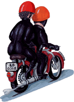 Motorradfahrer 19, Pärchen fährt Motorrad, Clipart