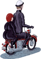 Motorradfahrer 20, Pärchen fährt Motorrad, Clipart