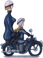 Motorradfahrer mit Sozius 22, Pärchen, Clipart