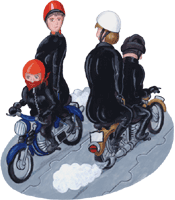 Motorradfahrer mit Sozius 23, Pärchen, Clipart