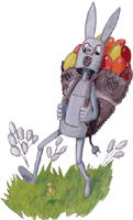 Osterhase mit Kiepe, Roboterhase - gratis Gif Clipart, kostenloses Bild zum herunterladen