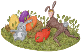 Osterhasen mit Osternest - Clipart, kostenloses Bild zum herunterladen