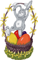 Osterkorb mit Osterhase - gratis Gif Clipart, kostenloses Bild zum herunterladen