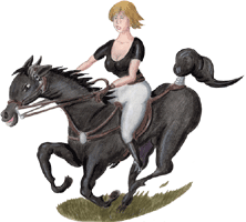 Galoppierendes Pferd mit Reiterin 2 Clipart