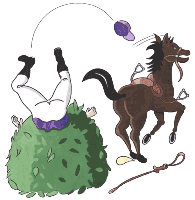 Reitunfall - abgeworfen - farbig gezeichnete Illustration
