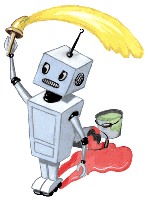 Roboter mit Pinsel und Farbe, Clipart, Gif kostenlos