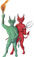 Teufel 11, zwei Teufel mit Fackel und Spieß, Gif Clipart, kostenloses Bild, Download gratis