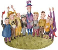 Zuschauergruppe 5, Zuschauerkreis, Zuschauer stehen im Kreis ,freigestelltes Clipart gratis