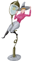 Zuschauerin auf Laterne, gratis Clipart, free Gif, Pixelgrafik